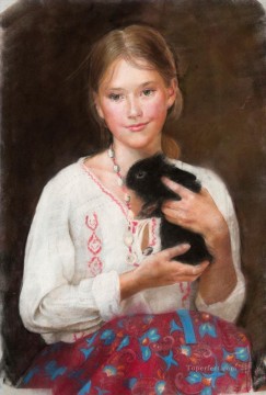 Pretty Little Girl NM タジキスタン 29 人のペットの子供たち Oil Paintings